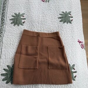 Zara Camel Ribbed Knit Skirt